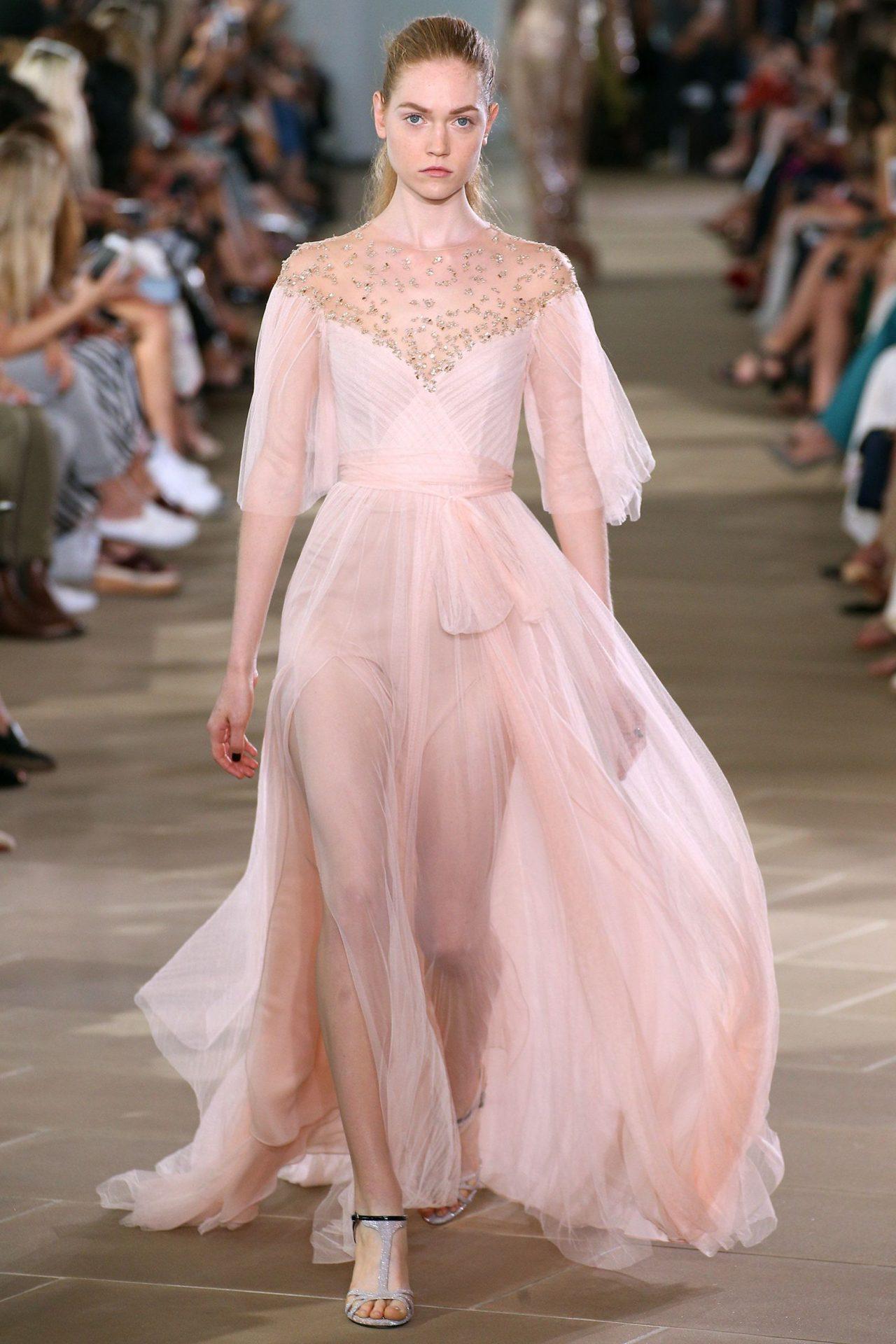 lhuillier pink chiffon